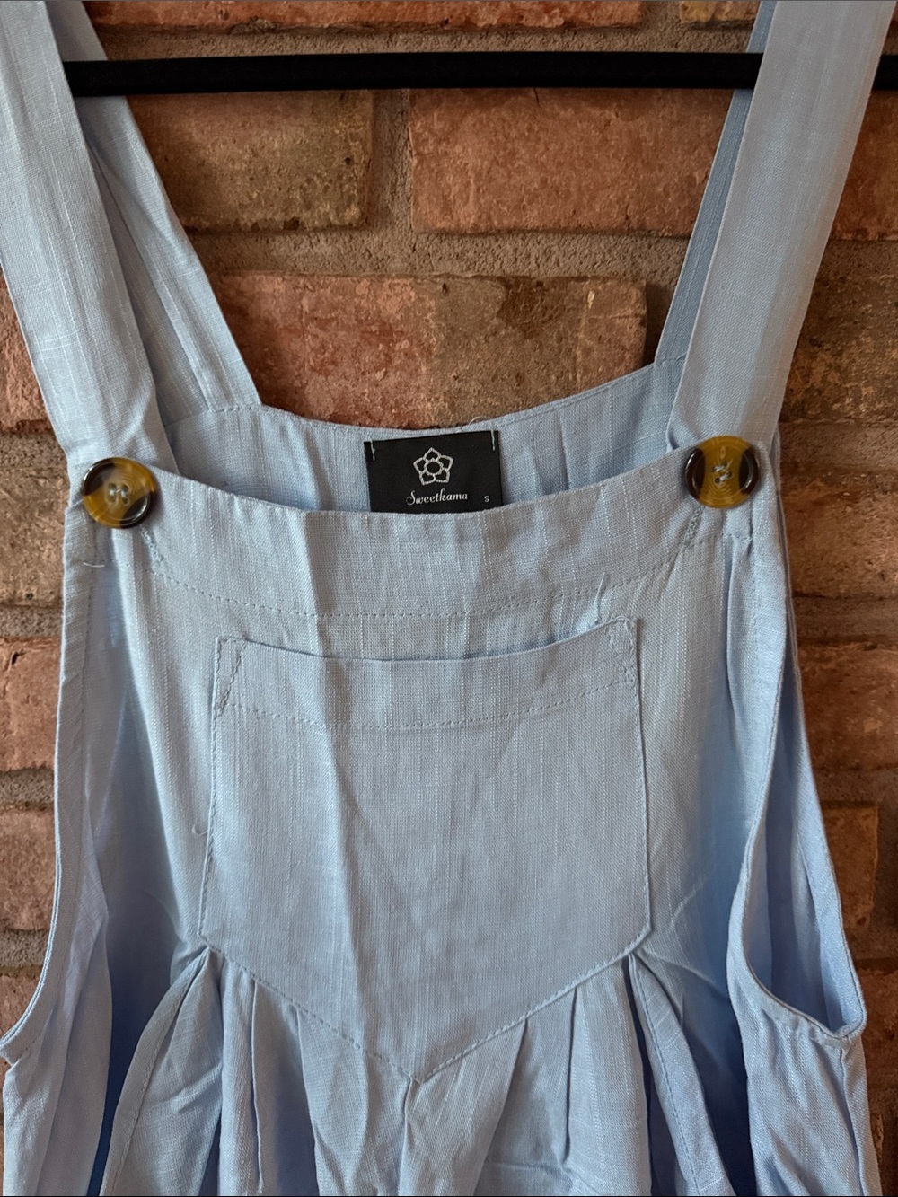 Women's Light Blue Wide-Leg Denim-Style Overalls - Picture 3 of 14